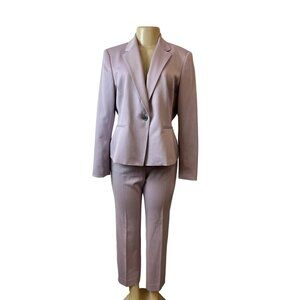 Anne Klein Womens Light Pink Two-Piece Office Suit With Blazer & Trousers Sz 10p